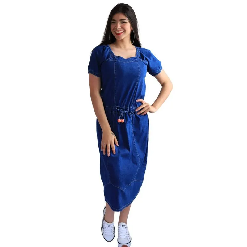 Vestido Jeans c/ Elástico na Cintura Sarai 5308
