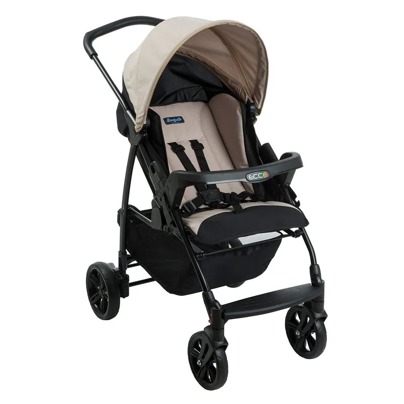 Carrinho de Bebê Passeio Burigotto 4 Rodas 4 Posições Suporta Crianças de Até 15Kg Ecco IXCA2057PR50 Bege