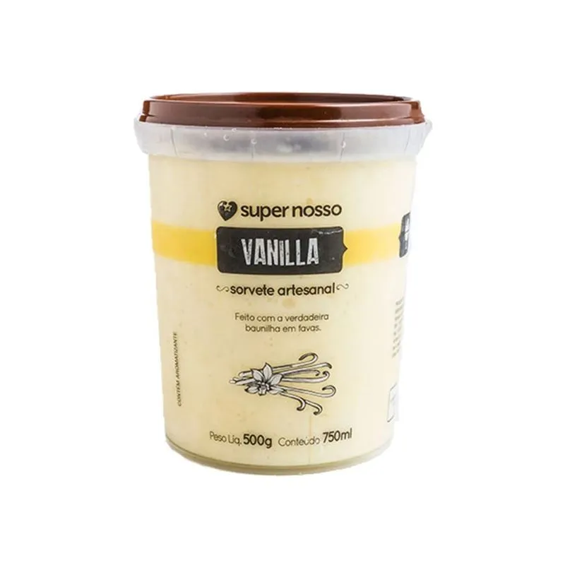 Sorvete Baun em Favas Artesanal Gourmet Super Nosso 750 ml