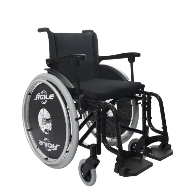 Cadeira de Rodas Alumínio Ágile 44CM Preta - Jaguaribe