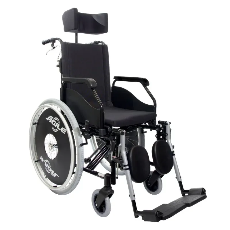 Cadeira de Rodas Alumínio Ágile Reclinável 44CM Preta - Jaguaribe