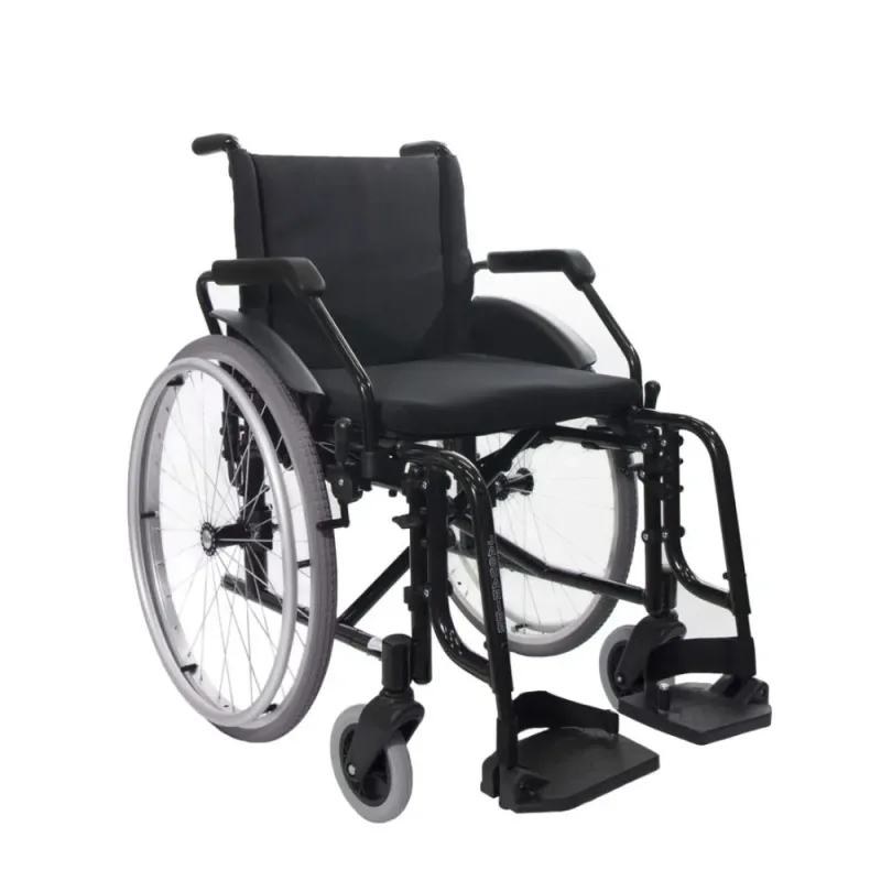 Cadeira de Rodas Alumínio FIT 44CM Preta - Jaguaribe