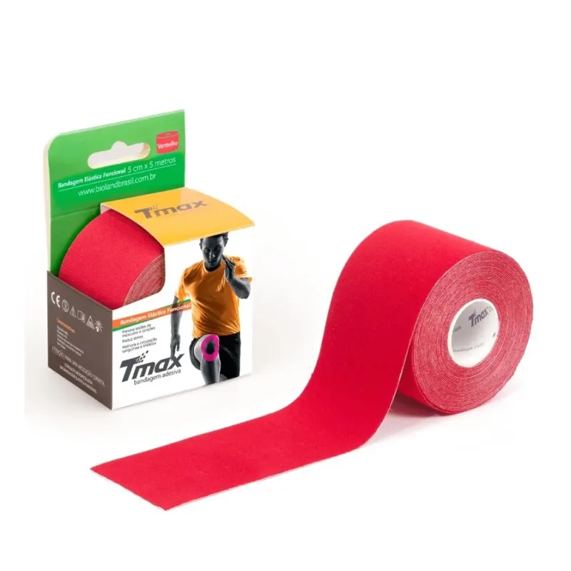 Bandagem Kinesio Tmax Vermelho 5CM X 5MT (UND) - Tmax
