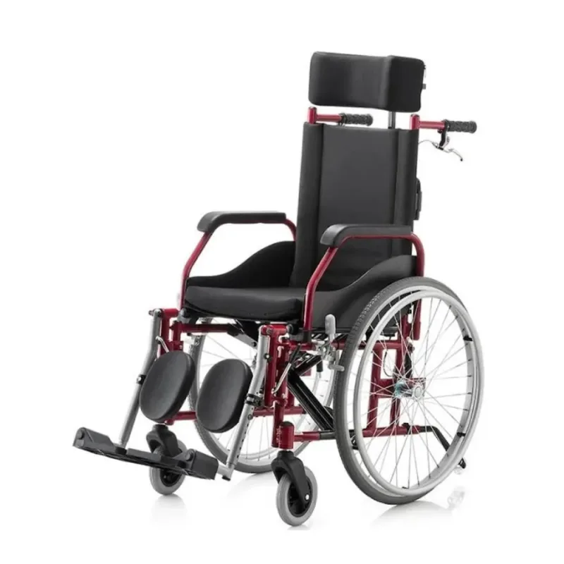 Cadeira de Rodas Alumínio FIT Reclinável 44CM Vinho - Jaguaribe