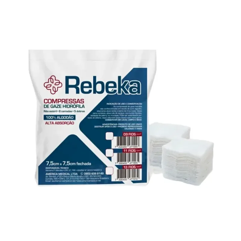 Compressa de Gaze 7,5X7,5 C/240 09FIOS C/01 Pacote Rebeka - America Medical