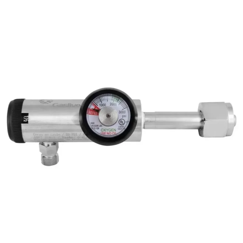 Válvula Reguladora Oxigênio com Fluxômetro (0--15 LPM) Tipo Click - Gaslive