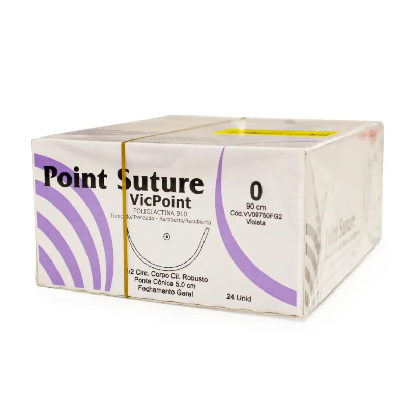 FIO de Sutura Vicpoint 0 Violeta 90CM (com Agulha 1/2 5.0CM) - Point Suture