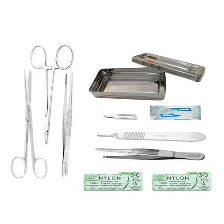 KIT Sutura Completo com Estojo AÇO Inox 8 Itens - ABC Instrumentos