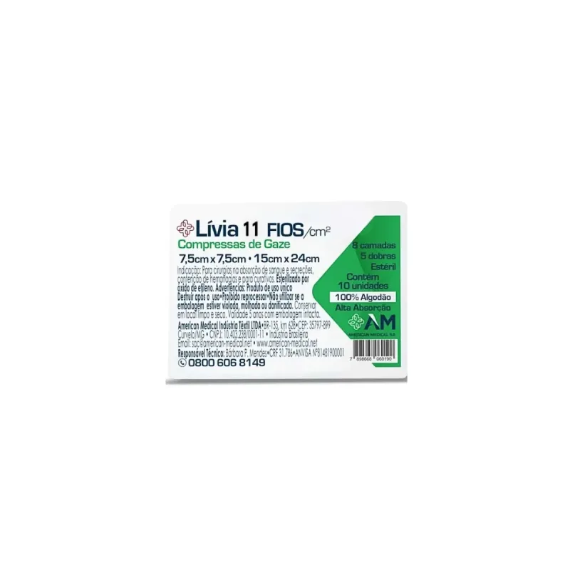 Compressa de Gaze Livia 7,5 X 7,5 11F - American Medical