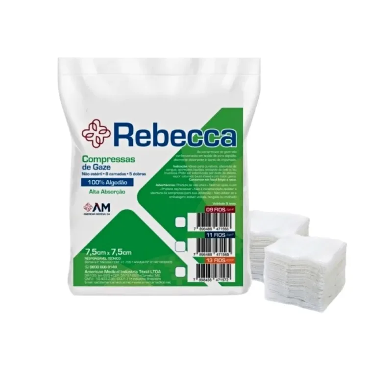 Compressa de Gaze 7,5 X 7,5 13F Rebecca (C/300 Unds) - American Medical