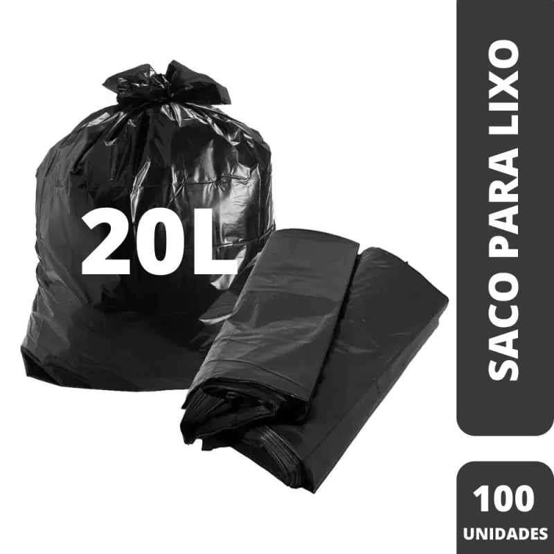Saco Para Lixo 20 Litros Preto 100 Unidades - Innovaplast