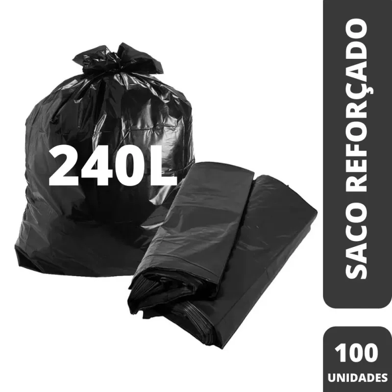 Saco Para Lixo 240 Litros Preto Reforçado 100 Unidades - Innovaplast