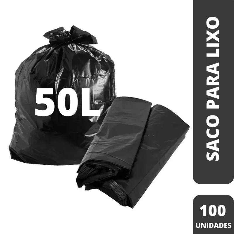 Saco Para Lixo 50 Litros Preto 100 Unidades - Innovaplast