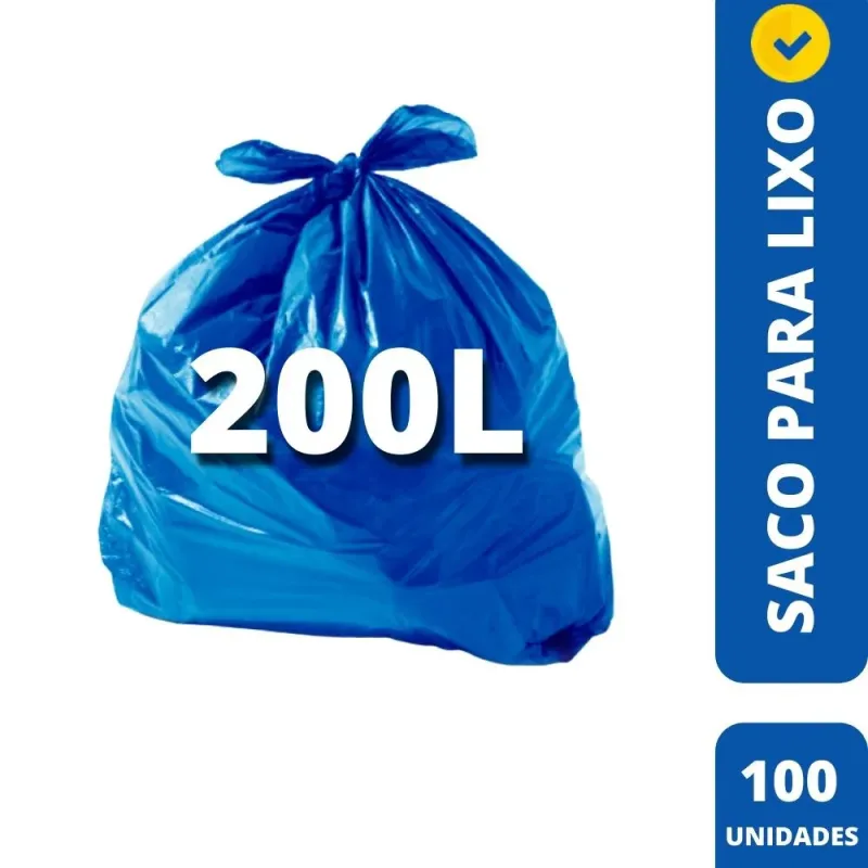 Saco Para Lixo 200 Litros Azul 100 Unidades - Innovaplast