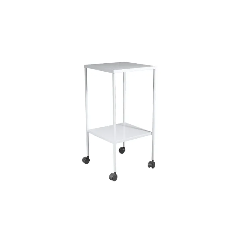 Mesa Auxiliar 40 X 40 X 80 C/Tampo Prateleira E Rodizio - Tubomed