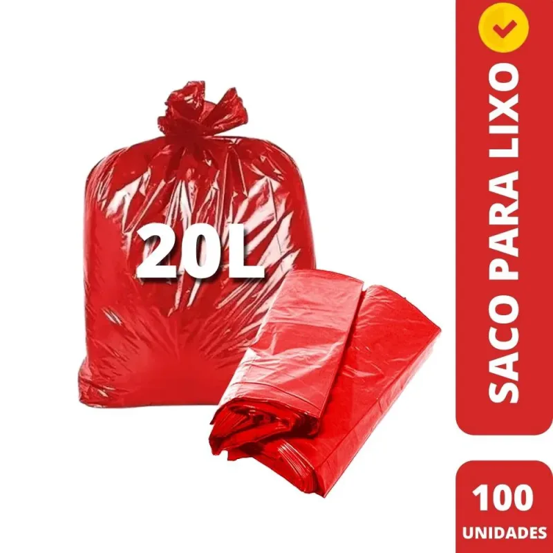 Saco Para Lixo 20 Litros Vermelho 100 Unidades - Innovaplast