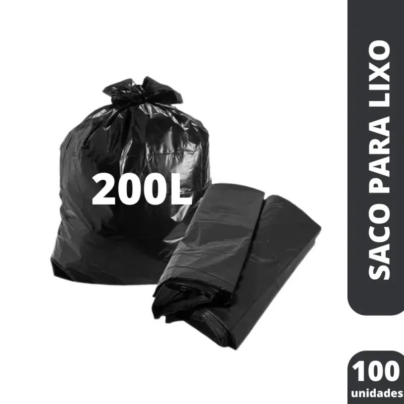 Saco Para Lixo 200L Preto (PCT C/100) - Dokapack
