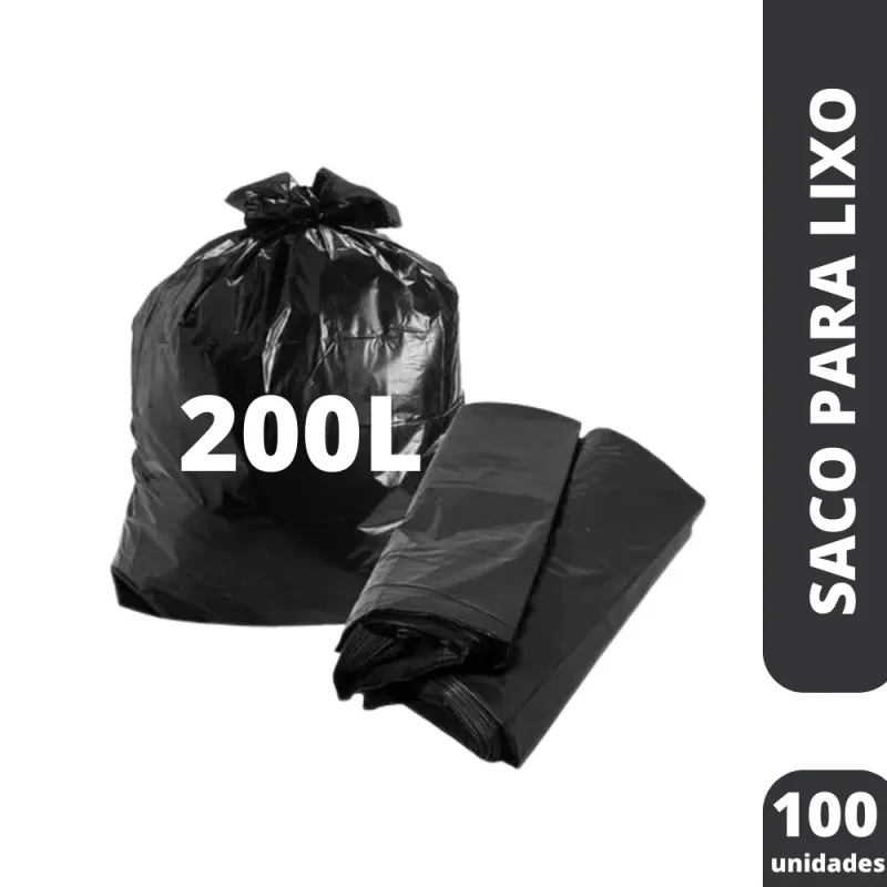 Saco Para Lixo 200L Preto (PCT C/100) - Sordi
