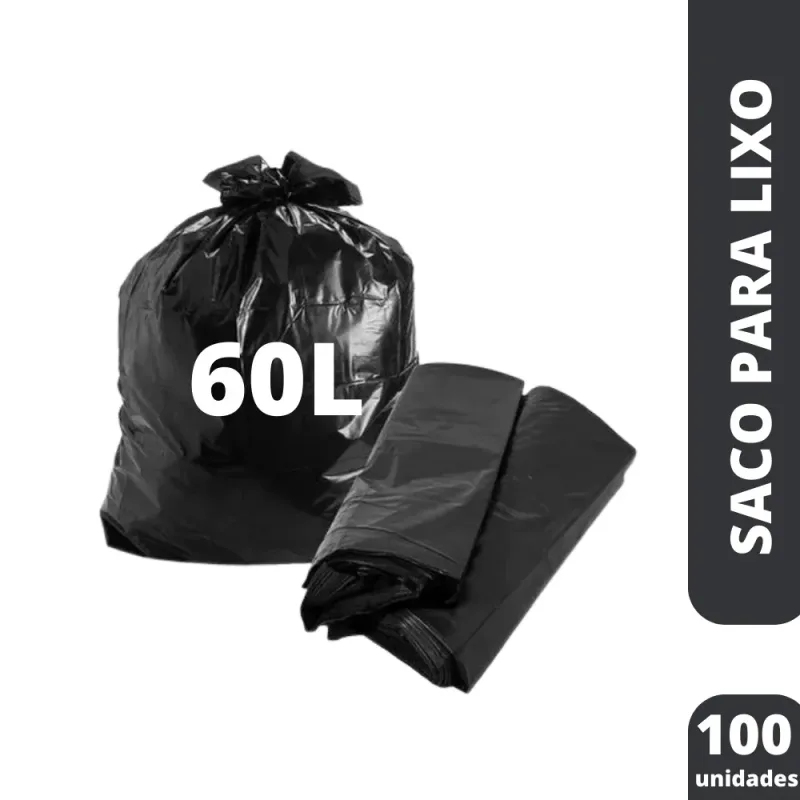 Saco Para Lixo 60L Preto (PCT C/100) - Sordi