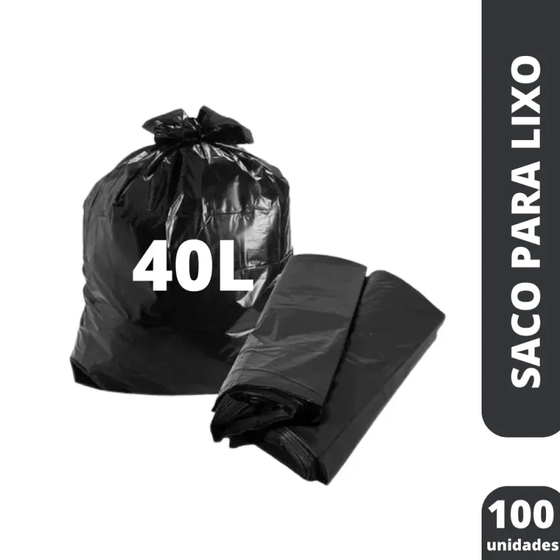 Saco Para Lixo 40L Preto (PCT C/100) - Sordi