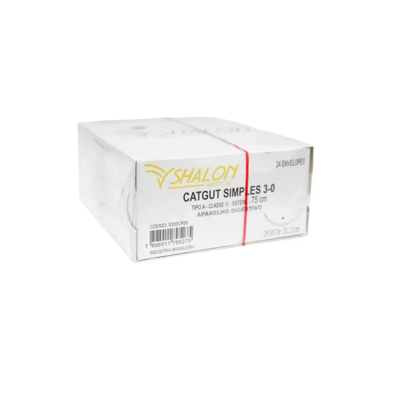 FIO CAT GUT 3-0 Simples C/AG 3/8 3CM Circ.cil. 75CM S330CR30 (CX C/24) Shalon