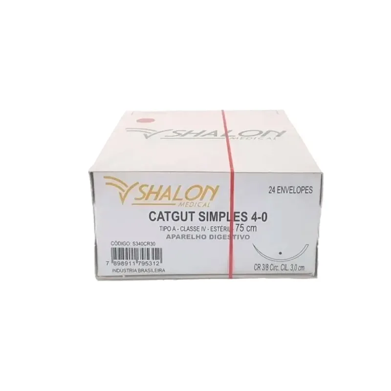 FIO CAT GUT 4-0 Simples C/AG 3/8 3CM Circ.cil. 75CM S340CR30 (CX C/24) Shalon