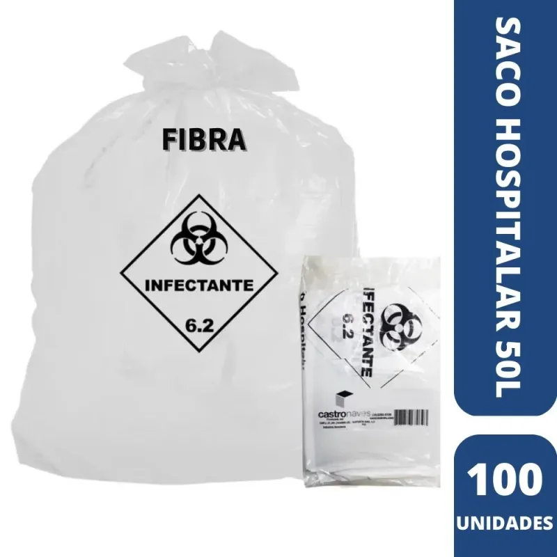 Saco Para Lixo Hospitalar 50L/60L (PCT C/100) - Fibra