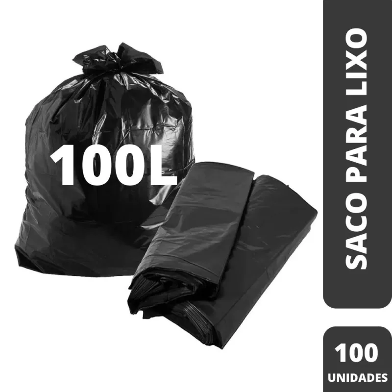 Saco Para Lixo 100 Litros Preto 100 Unidades - Fibra