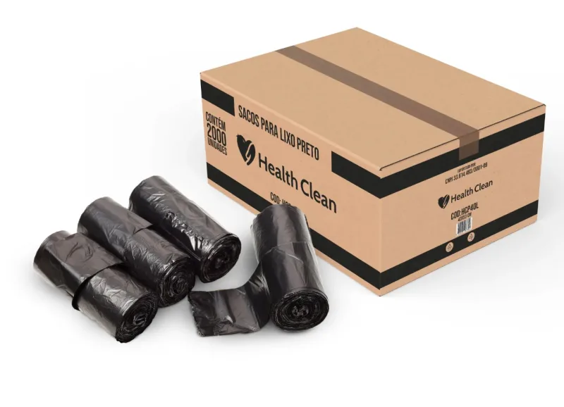 Saco Para Lixo Fino 40 L Preto (C/2000 Unds) - Health Clean