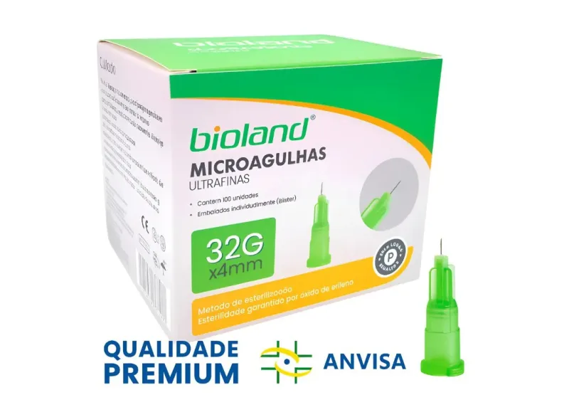 Microagulha Ultrafina Para Estetica E Dermatologia 4MM 32G (CX C/100 UND) - Bioland