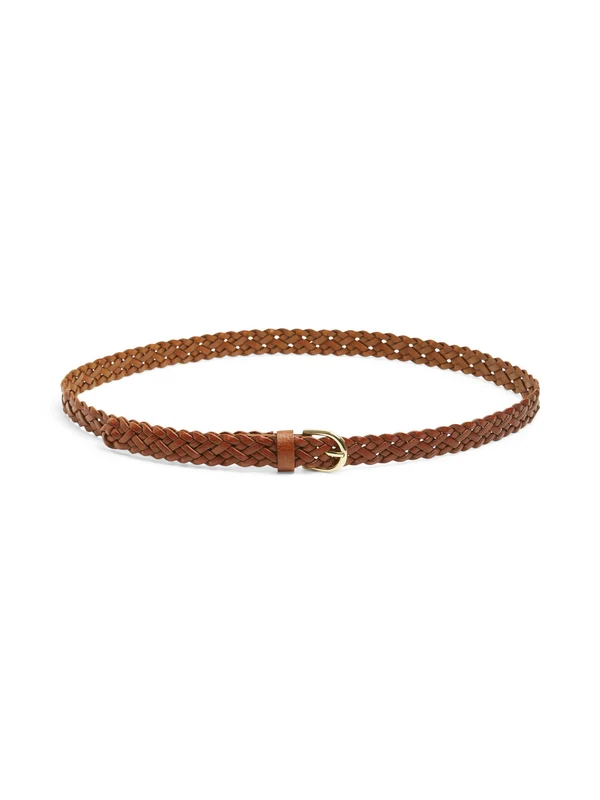 CINTURA AVERY LEATHER BRAIDED SLIM 080
