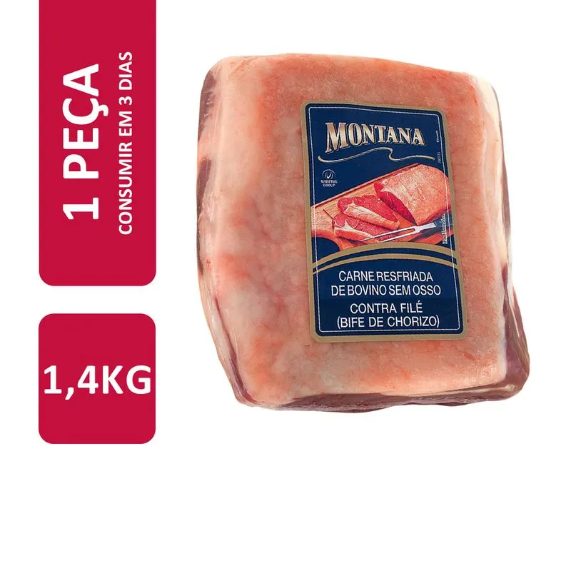 Peça de Contra Filé Bovino Chorizo Resfriado Montana 1,4Kg
