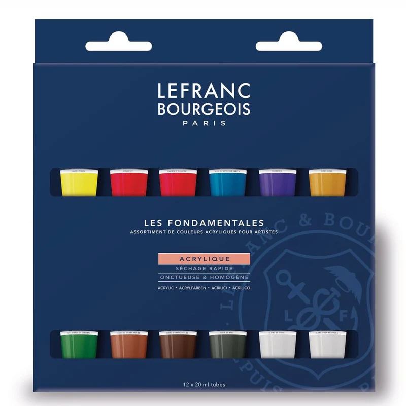 Estojo Tinta Acrílica Lefranc & Bourgeois 20ml 12 Cores