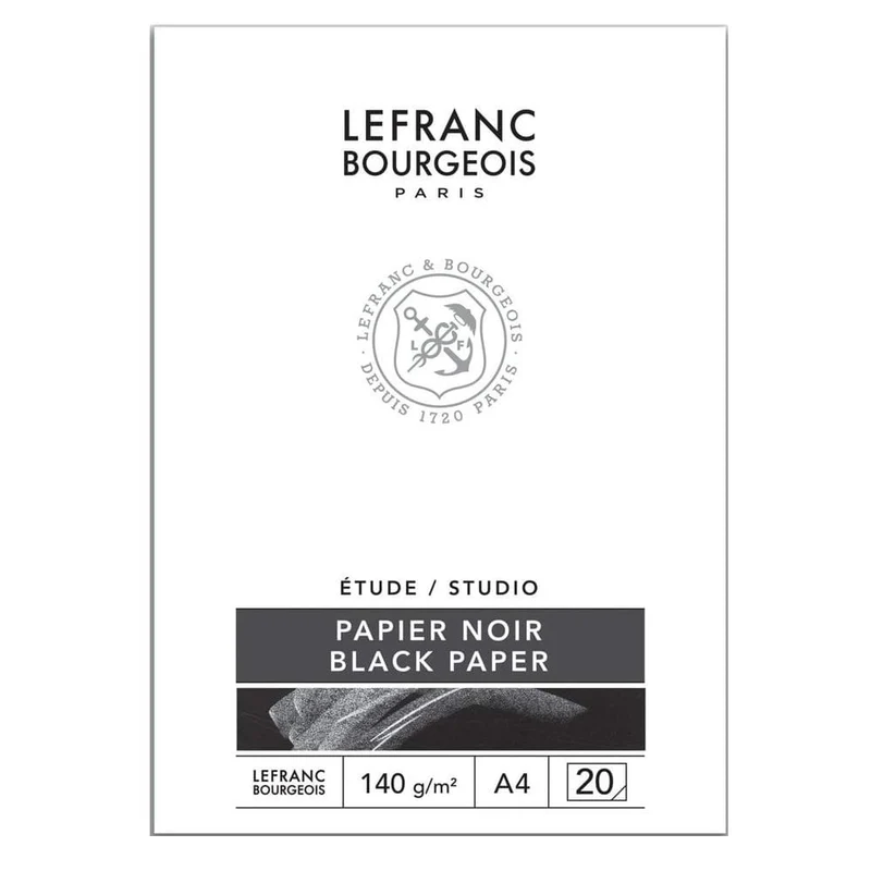 Bloco Papel Lefranc & Bourgeois Studio Black 140g A4 20 Folhas