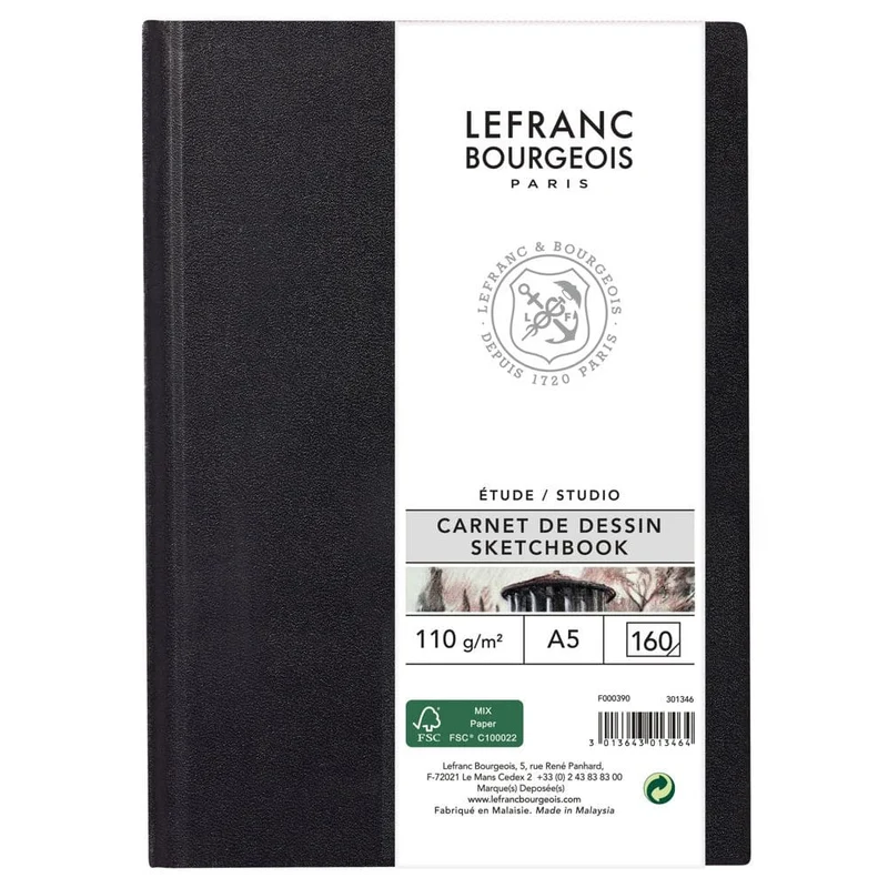 Sketchbook Lefranc & Bourgeois Studio 110g A5 160 Folhas Brochura