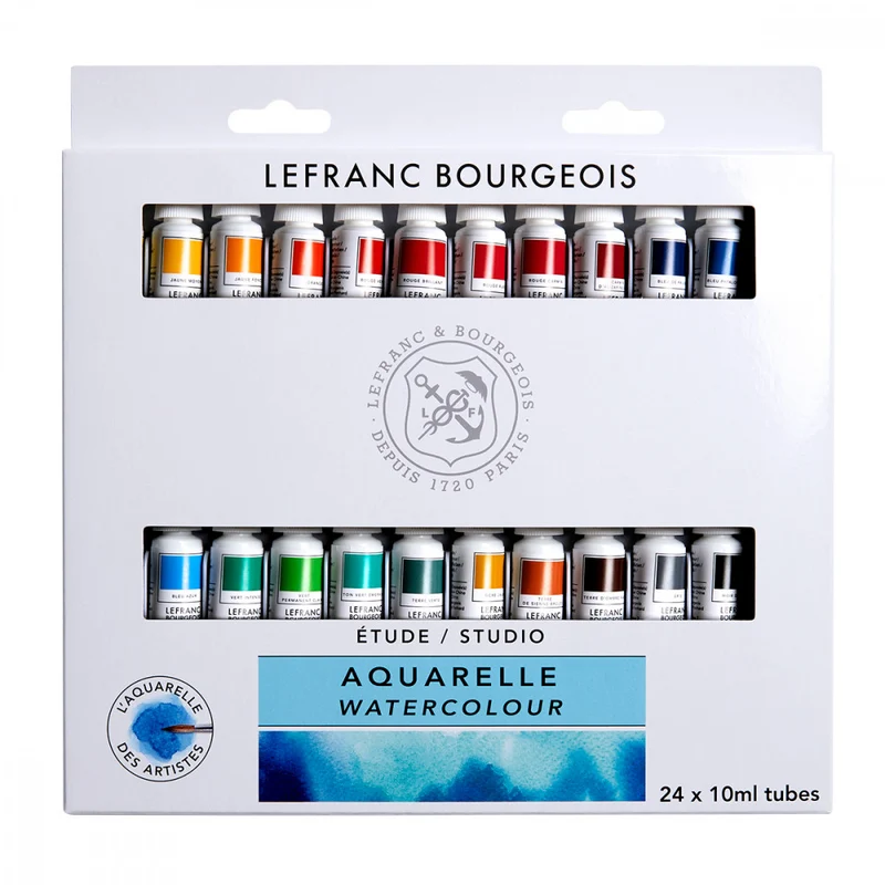 Estojo Tinta Aquarela Lefranc & Bourgeois 10ml 24 Cores