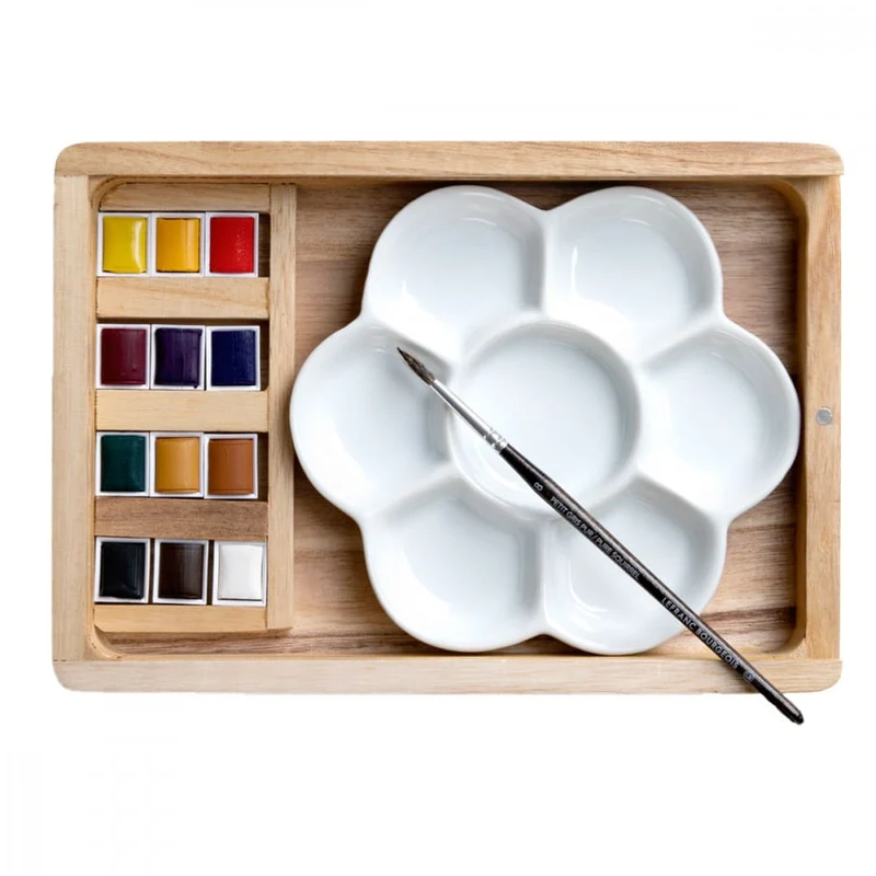 Tinta Aquarela Lefranc & Bourgeois 12 Cores Coffret Natura Box