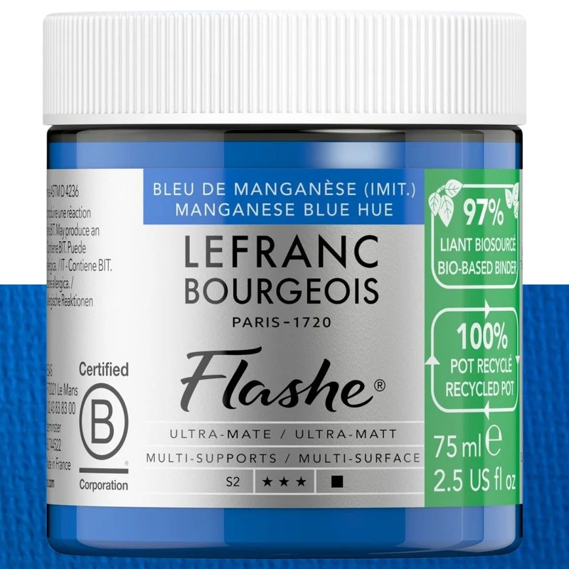 Tinta Vinílica Flashe Biobased Lefranc & Bourgeois 75ml S2 041 Manganese Blue Hue