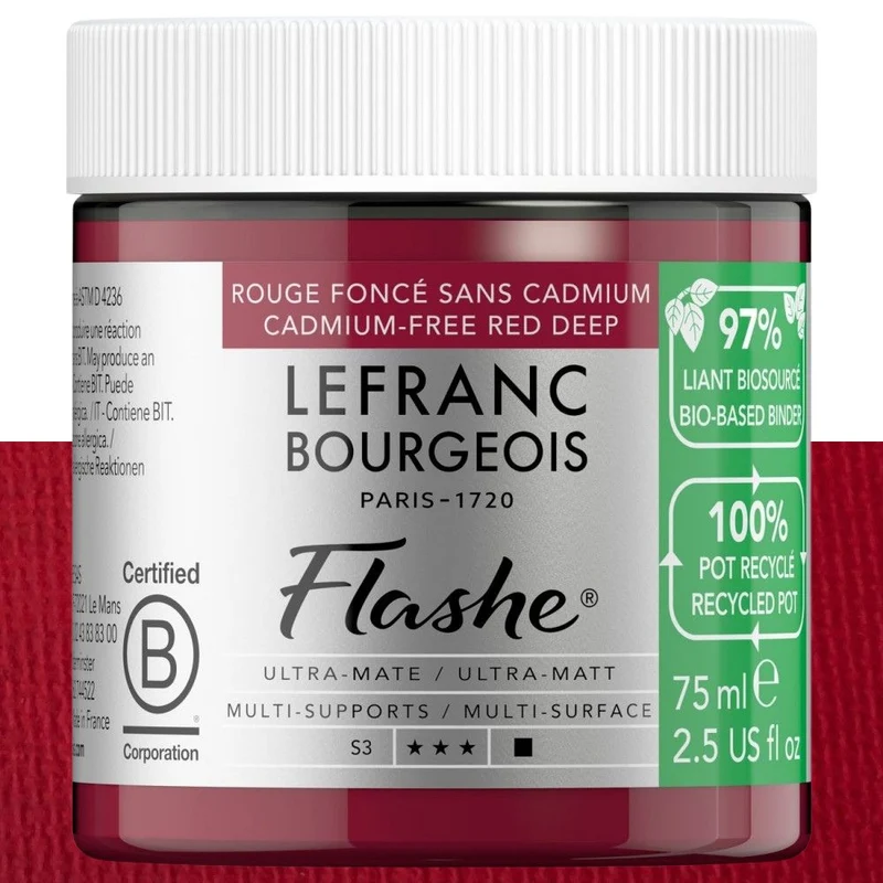 Tinta Vinílica Flashe Biobased Lefranc & Bourgeois 75ml S3 895 Cadmium-Free Red Deep