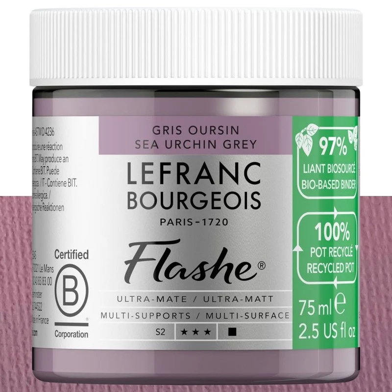 Tinta Vinílica Flashe Biobased Lefranc & Bourgeois 75ml S2 885 Sea Urchin Grey