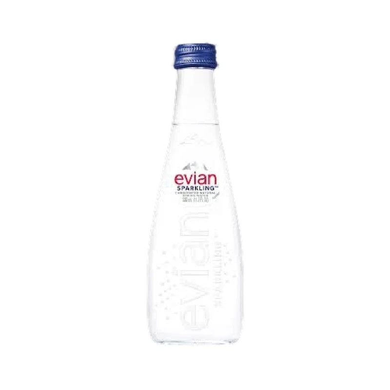 EVIAN MINERAL WATER SPARKLING GLASS BOTTLE 330 ML
