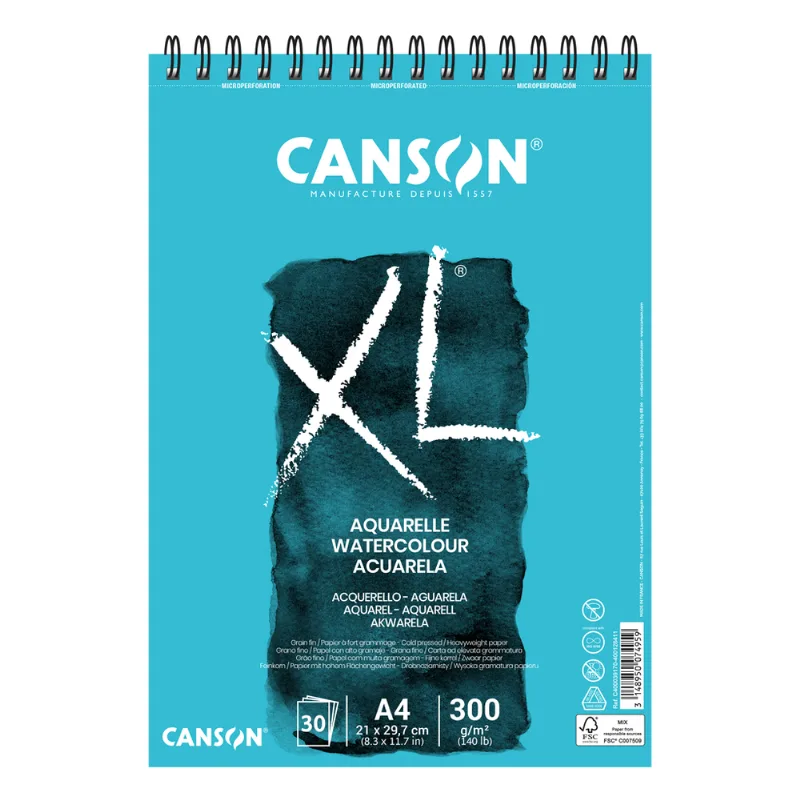BLOCO AQUARELLE XL ESPIRAL A4 300GRS 30 FLS R.60039170 ÚNICA