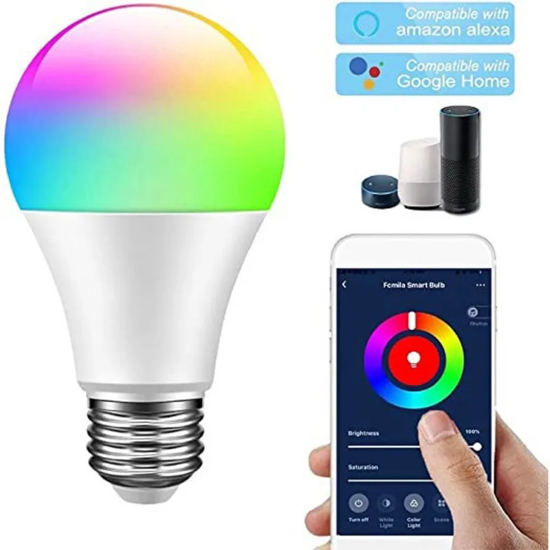 Lampada Inteligente Rgb Wifi Led Smart Google Alexa Colorida