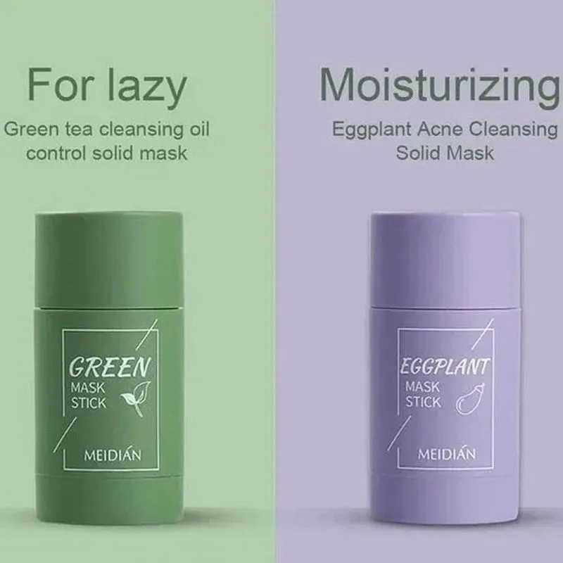 Kit Com 02 Máscara Sólida Stick Mask Meidian Chá Verde + Beringela Anti Acne E Oleosidade