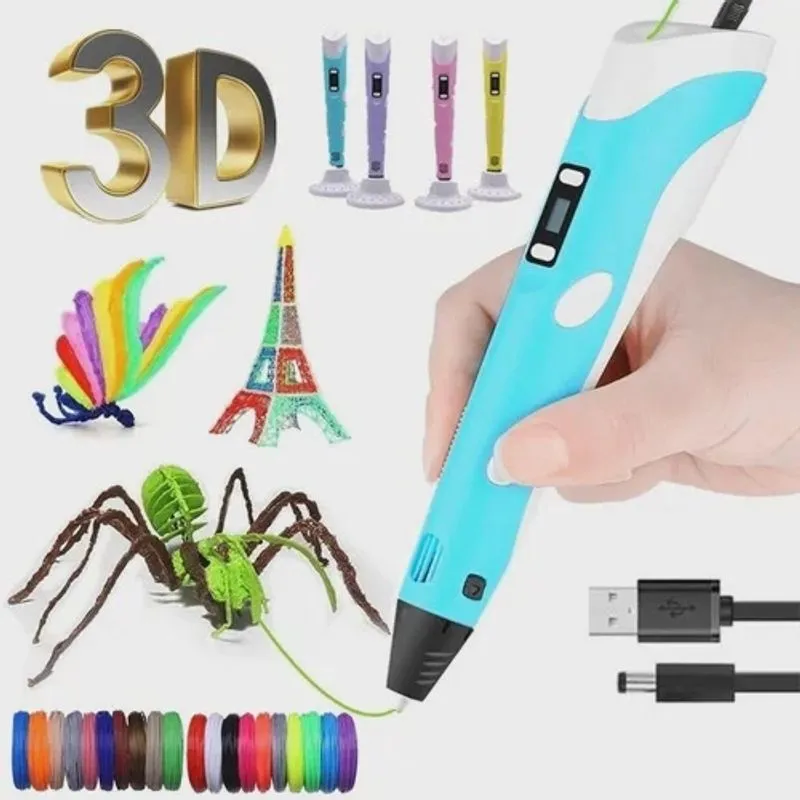 Caneta De Impressora 3d Com Recarga De 11 Filamentos Pla