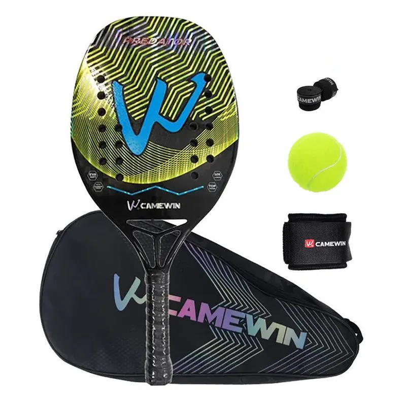 Raquete De Tênis De Padel Camewin Em Fibra De Carbono 18k 360g + 10g