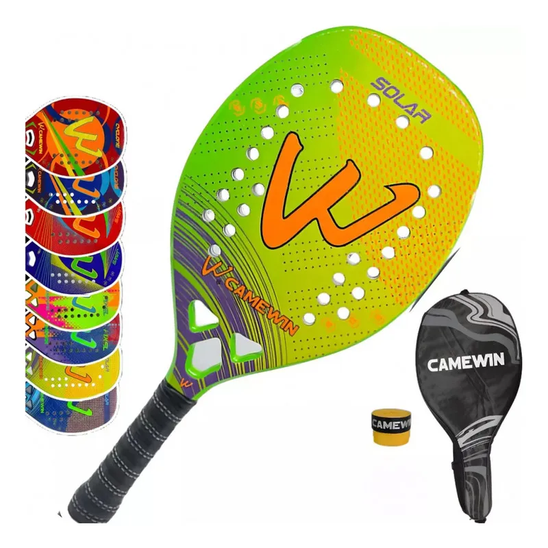 Raquete De Tênis De Praia Camewin Br-4009 De Fibra De Carbono Com Acessórios