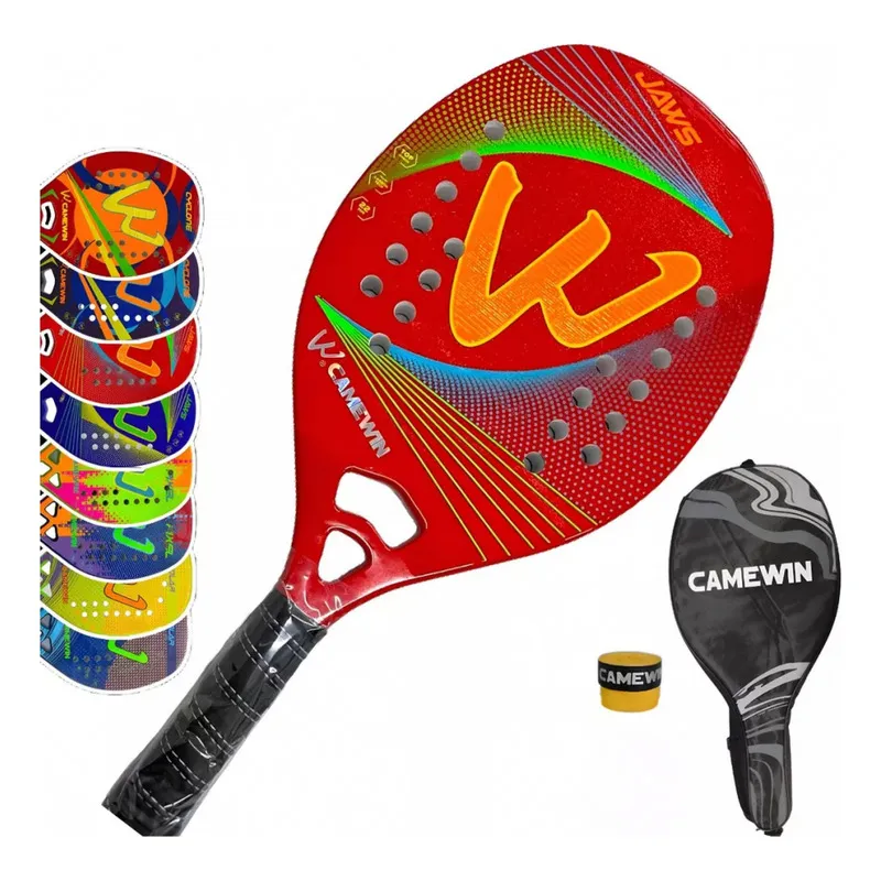 Raquete De Tênis De Praia Camewin Br-4009 De Fibra De Carbono Com Acessórios