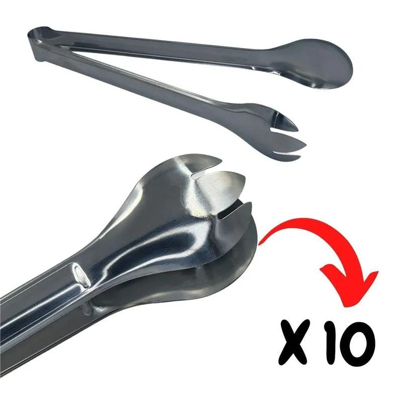 Combo 10 Pegador De Massas E Saladas Dentado Aço Inox 29cm