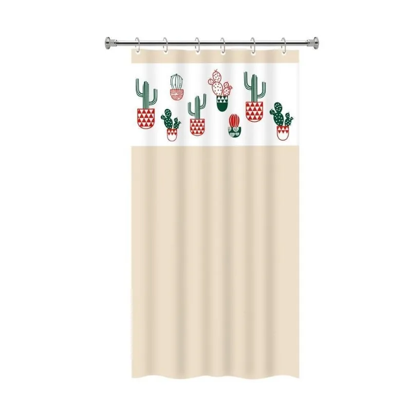 Cortina Box Pvc Banheiro Gancho Bege 138x198cm